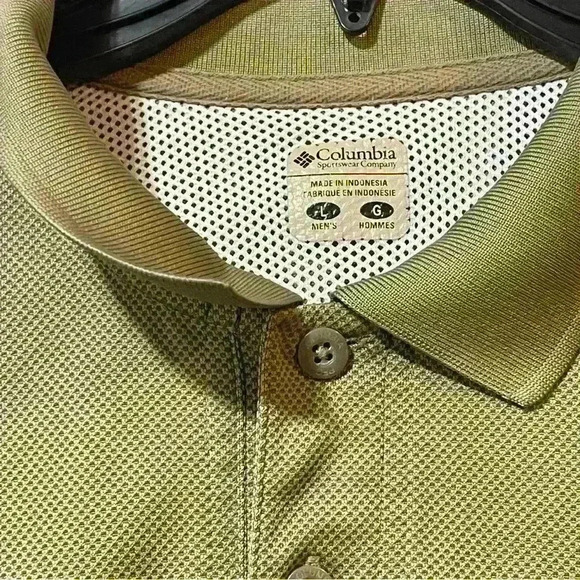 Columbia PFG Shirt Mens Large Short Sleeve Polo Vented Green Outdoor Fishing - Picture 5 of 13